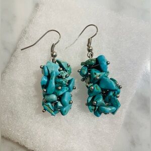 Turquoise Cluster Drop Earrings - Dangle